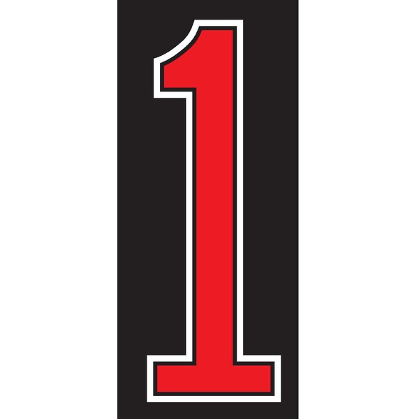 Ez Line 7 1/2" Red, Black & White Adhesive Windshield Numbers: 1 Pk12 103-EZ-1 - main